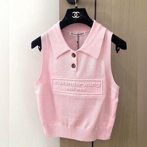 Alexander Wang Light Pink Collared Tank Top
